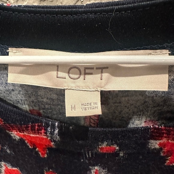 LOFT Red Blue Patterned Swing Dress Women's Size Medium - Picture 3 of 3